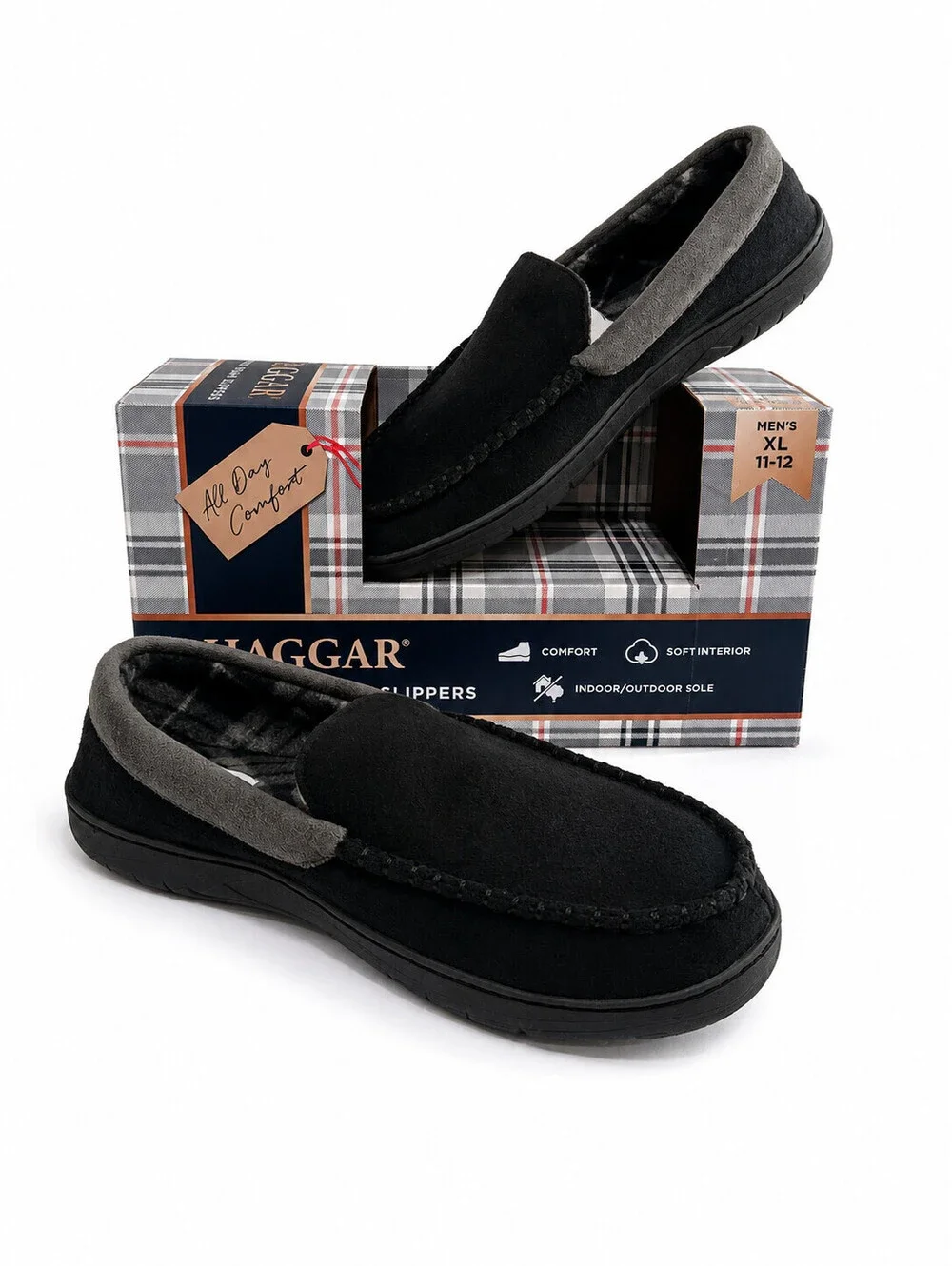 Haggar Mens Venetian Slipper Indoor/Outdoor HouseShoe w/ Memory Foam Sz 11-12
